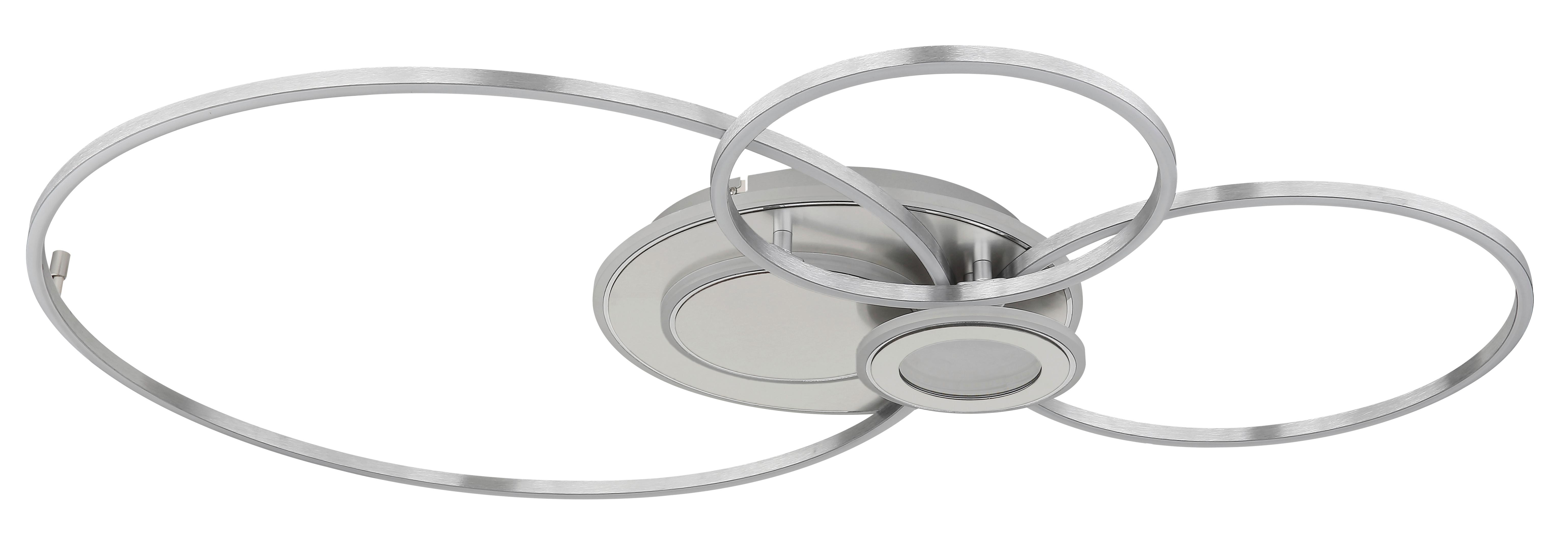 LED-DECKENLEUCHTE Memory-Funktion - Silberfarben/Opal, Design, Kunststoff/Metall (103,5/65/8,5cm) - Globo