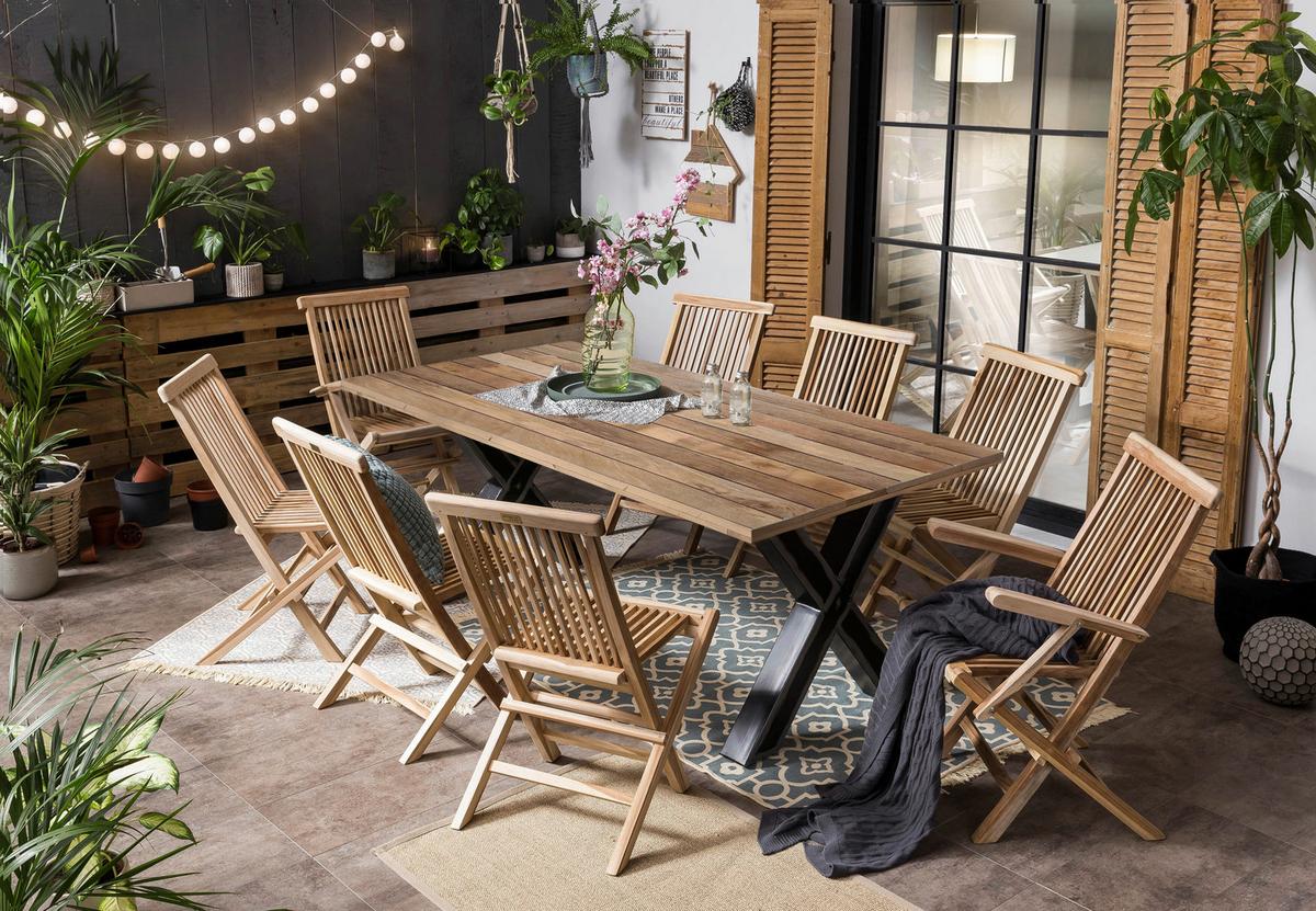 Esstisch Schwarz, Naturfarben L: 220cm - Schwarz/Naturfarben, Design, Holz/Metall (220/100/77cm) - Livetastic