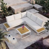 TERASOVÁ SEDACÍ SOUPRAVA MARIJANA - barvy teak/krémová, Moderní, kov/textil (235/68/73cm) - Bessagi Garden