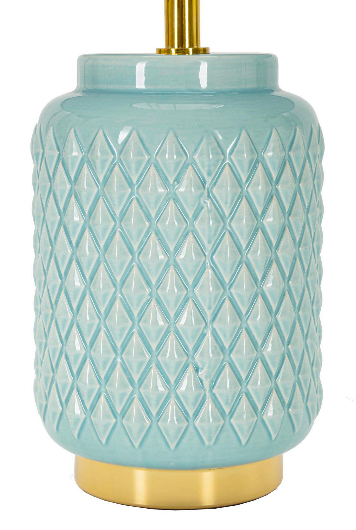 Tischleuchte Square Turquoise Hellblau B: 28 Cm - Hellblau, Basics, Keramik/Textil (28/44/28cm)