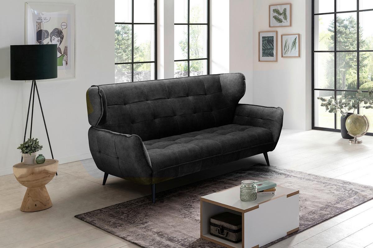 Třímístná pohovka Ariana Ariana, antracitová - černá/antracitová, Moderní, kov/textil (221/105/98cm)
