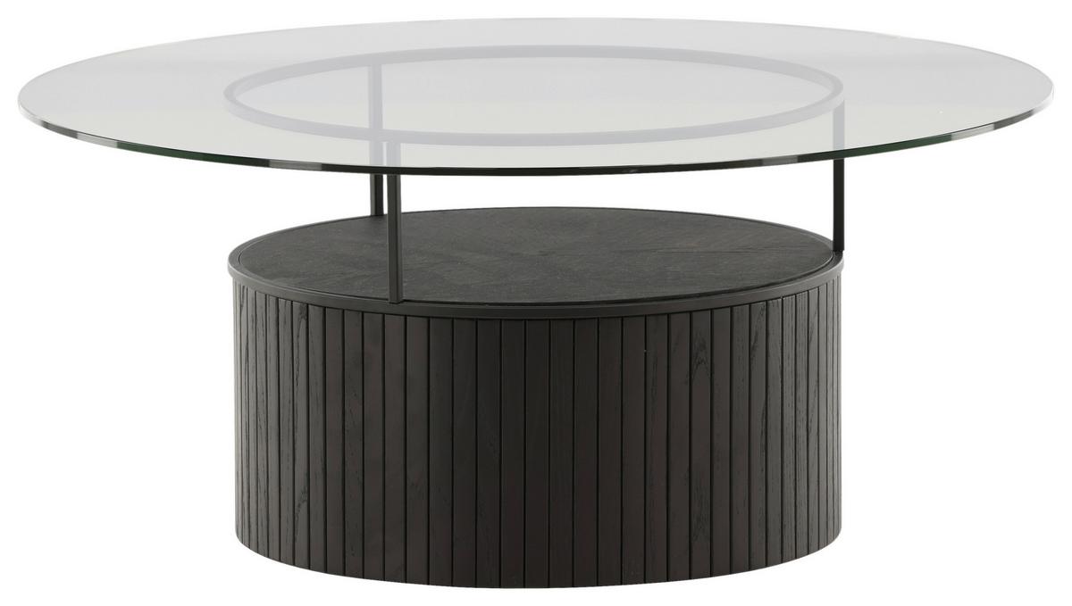 Couchtisch Bovall - Klar/Schwarz, Design, Glas/Holz (90/90/40cm) - Livetastic