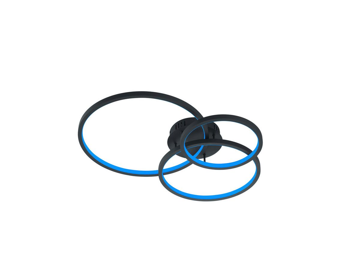 LED-Deckenleuchte Aaron L: 79 cm mit Smartphone-Steuerung - Anthrazit, Design, Metall (79/10,5/64cm) - Trio Leuchten