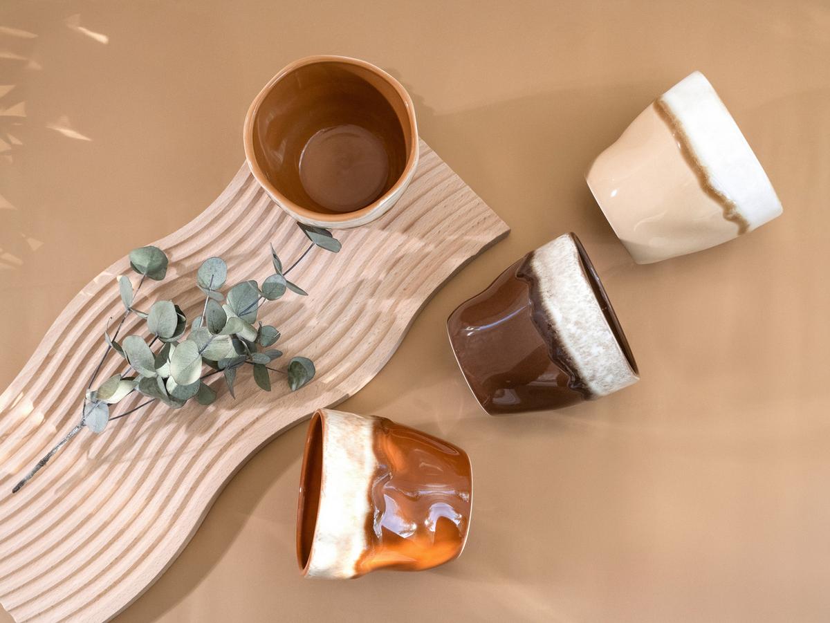 Tassenset, 4tlg. Steinzeug, Creme - Schlammfarben/Creme, Basics, Keramik (10/9cm) - Creatable