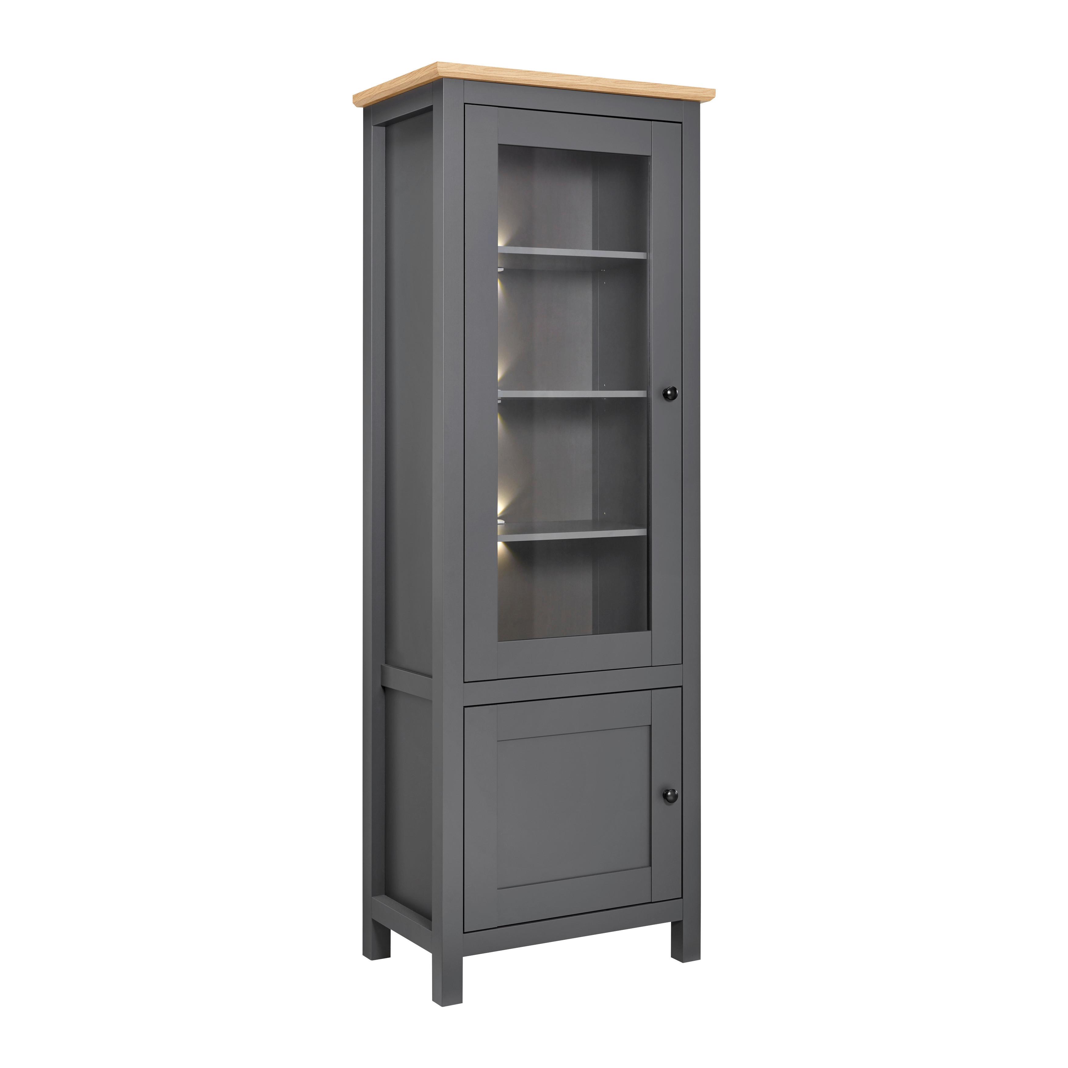 Vitrína CLAUDIO - černá/tmavě šedá, Moderní, dřevo/plast (71/203/44cm) - Bessagi Home