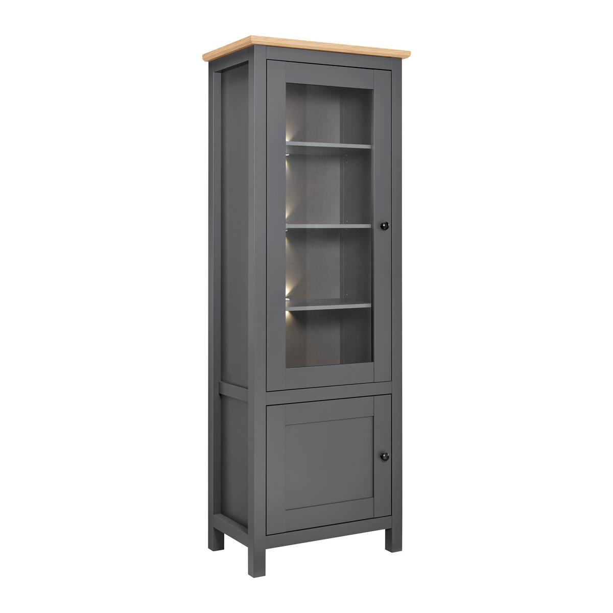 Vitrína CLAUDIO - černá/tmavě šedá, Moderní, dřevo/plast (71/203/44cm) - Bessagi Home