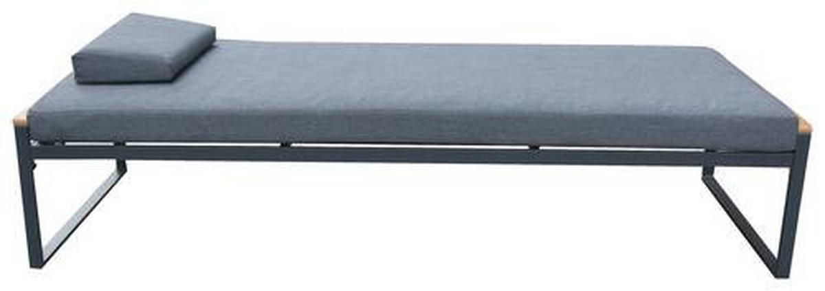 Gartenliege Sabina Stahl mit Auflage - Anthrazit/Naturfarben, MODERN, Kunststoff/Textil (190/40/75cm) - Beldano