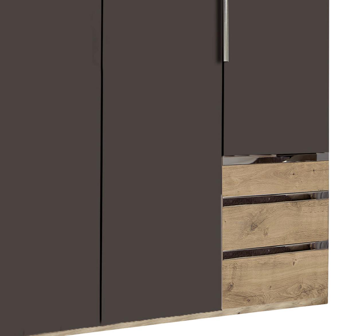 Drehtürenschrank Mit Laden 300cm Level 36a, Graphit/eiche - Eichefarben/Graphitfarben, MODERN, Holzwerkstoff (300/216/58cm) - MID.YOU