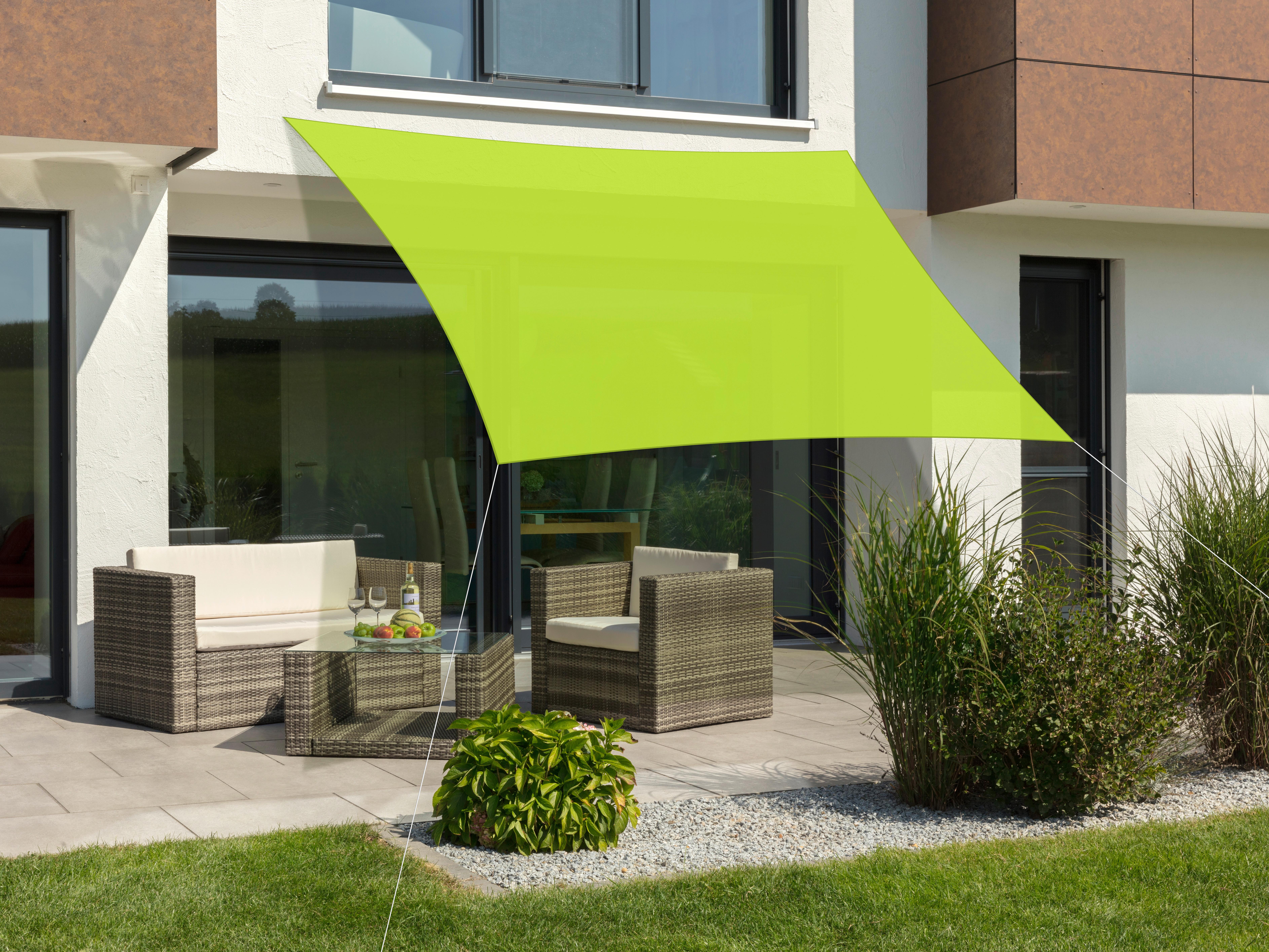 Sonnensegel Quadrat 360 X 360 cm - Hellgrün, Basics, Textil (360/0,3/360cm) - Schneider
