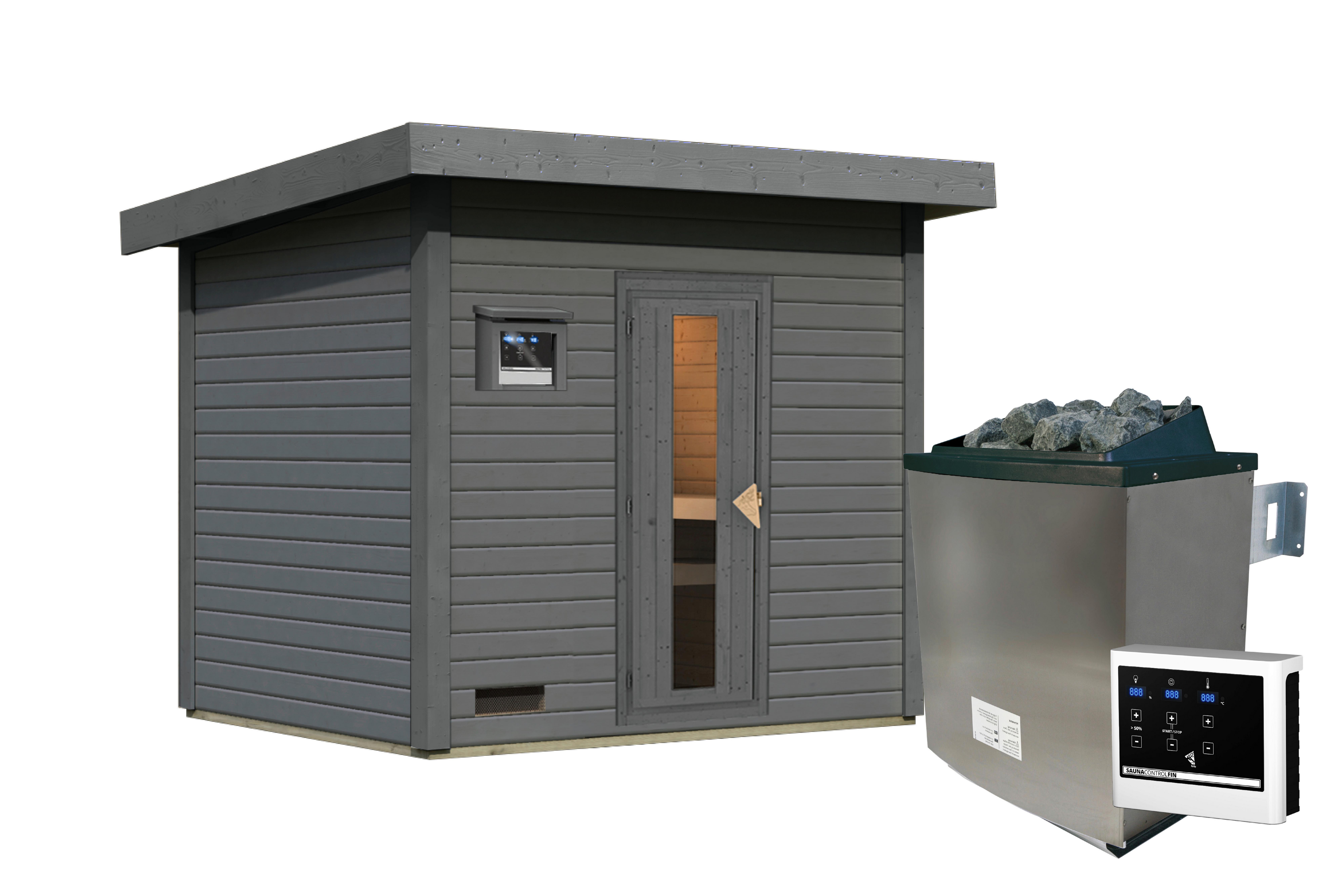 Saunahaus Bente 3 231/175/196 Cm - Grau, Basics, Holz (231/175/196cm)