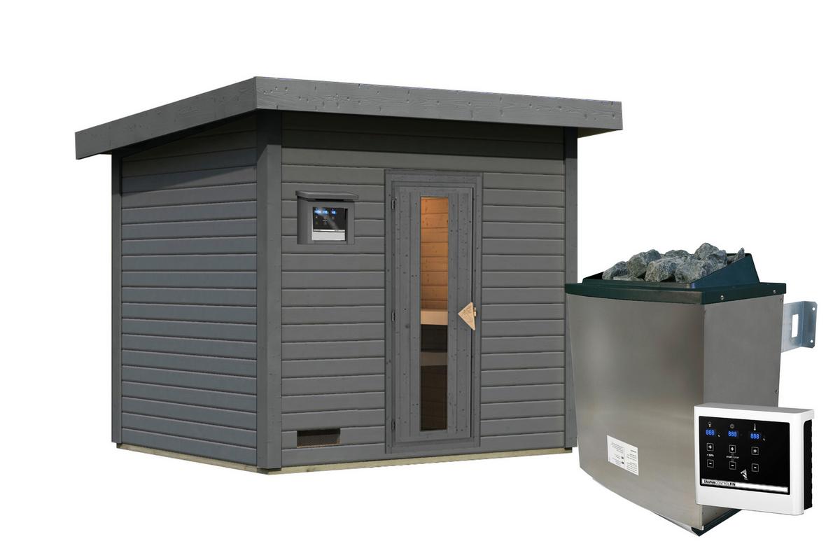 Saunahaus Bente 3 231/175/196 cm - Grau, Basics, Holz (231/175/196cm)