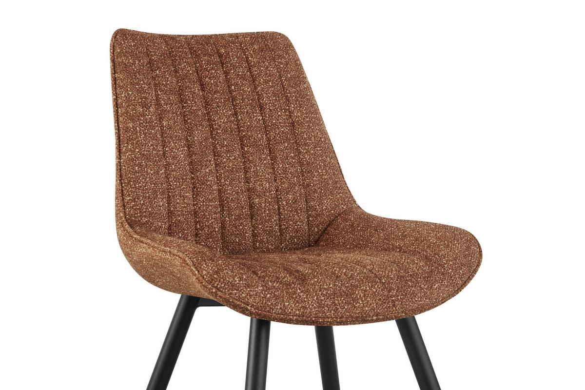 Vierfußstuhl Nikita Leinenoptik Braun, B: 54 cm - Schwarz/Braun, KONVENTIONELL, Holz/Textil (54/88/61,5cm) - MID.YOU