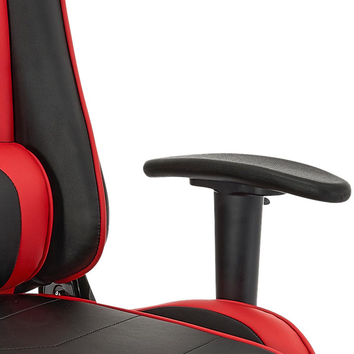 Gaming Stuhl Genf M. Armlehnen + Stützkissen Schwarz/rot - Rot/Schwarz, MODERN, Kunststoff/Textil (70/137/57cm)