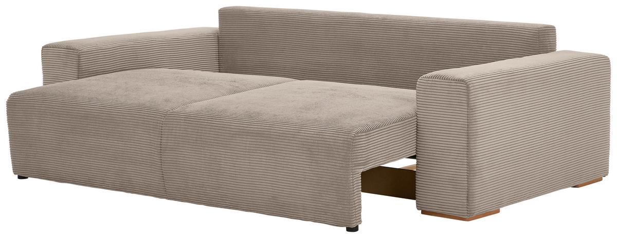 Schlafsofa Vouge Taupe Bettkasten, B: 255 Cm - Taupe/Buchefarben, KONVENTIONELL, Textil (255/86/123cm) - Livetastic