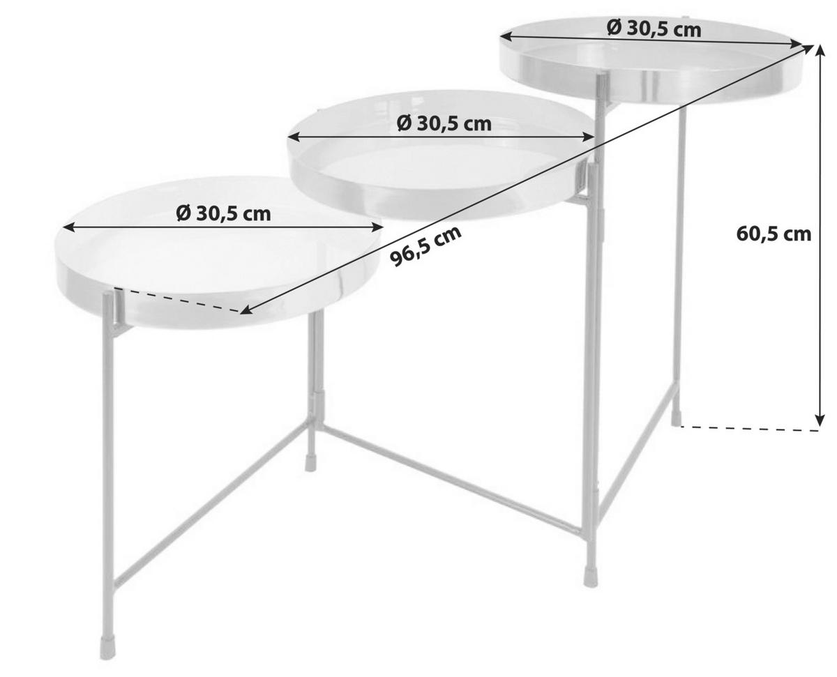 Beistelltisch Mit 3 Etagen, Creme/Schwarz - Creme/Schwarz, Basics, Metall (96,5/60,5/30,5cm) - Kayoom