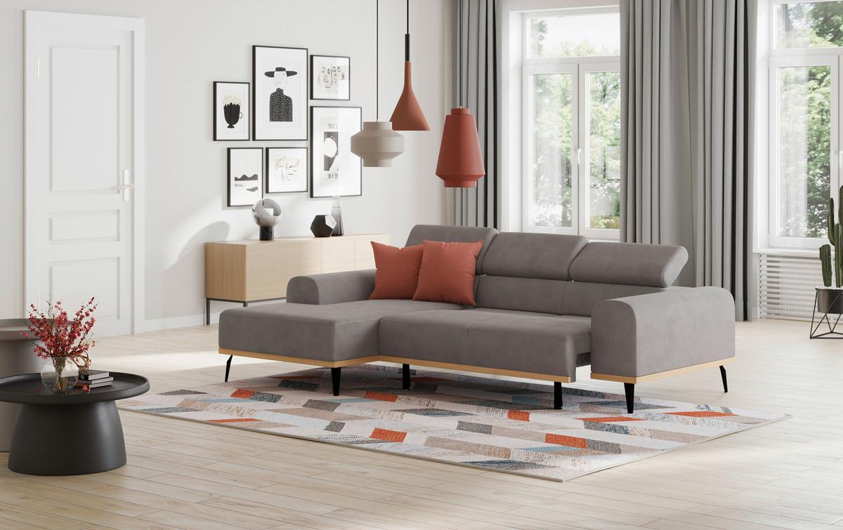 Ecksofa Grau Mit Sitzvorzug S: 157x244 Cm - Schwarz/Grau, KONVENTIONELL, Textil (157/244cm) - Cotta