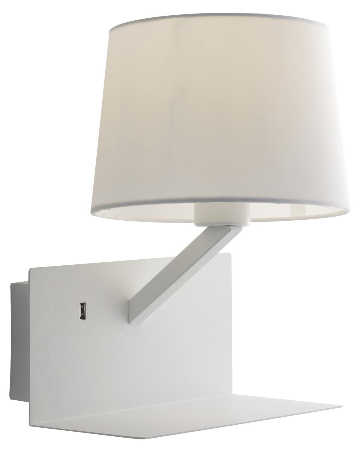 Wandleuchte Ciak 1-Flammig Kippschalter + USB-Anschluss - Weiß, Design, Textil/Metall (31/23/22,5cm)