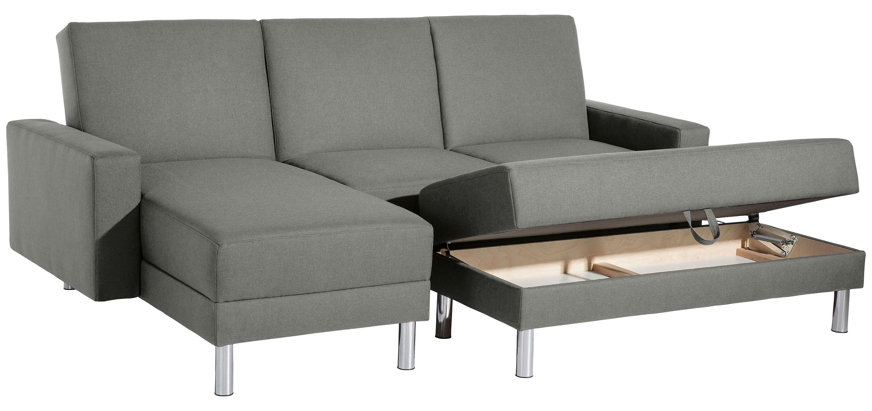Ecksofa Mit Schlaffunktion Just Fashion Hellgrau - Chromfarben/Hellgrau, KONVENTIONELL, Textil (152/230cm) - Max Winzer