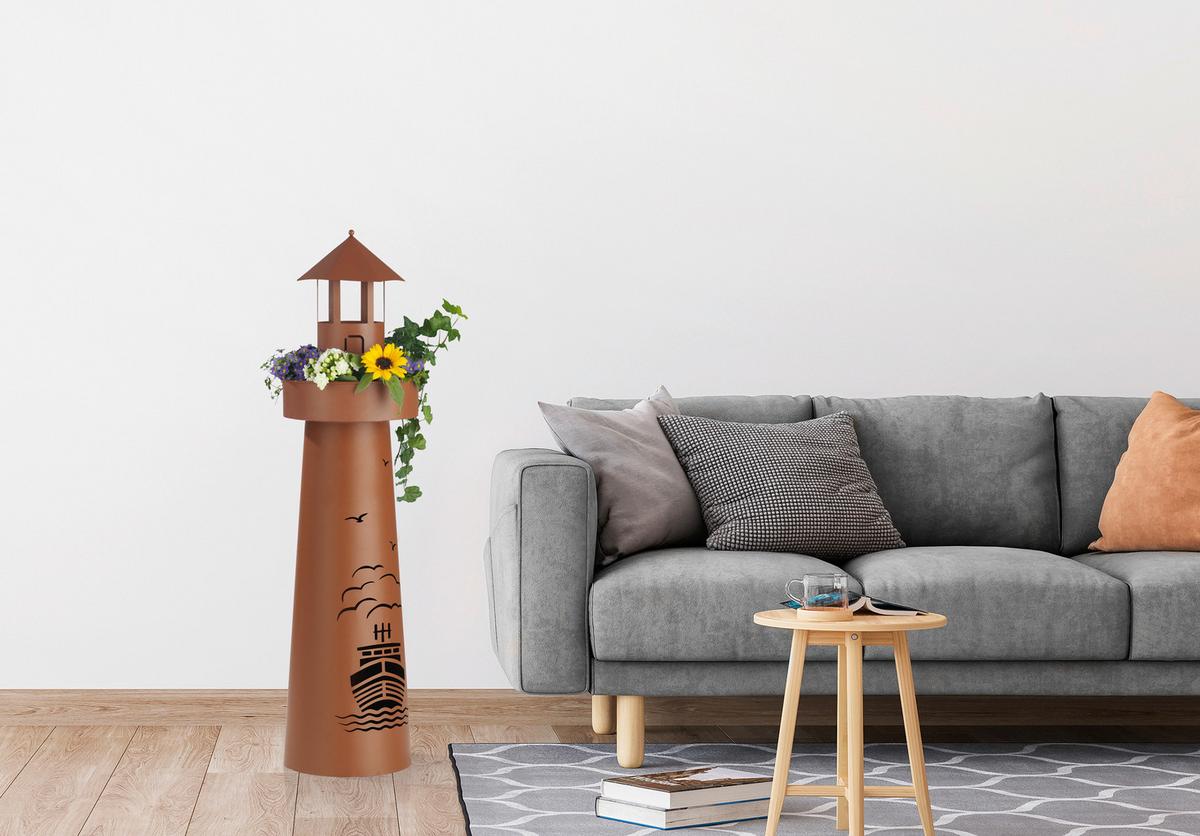 Led Dekosäule Mit Schale Garvida Leuchtturm H: 70,6 Cm - Rostfarben, Basics, Metall (18,5/18,5/70,6cm)