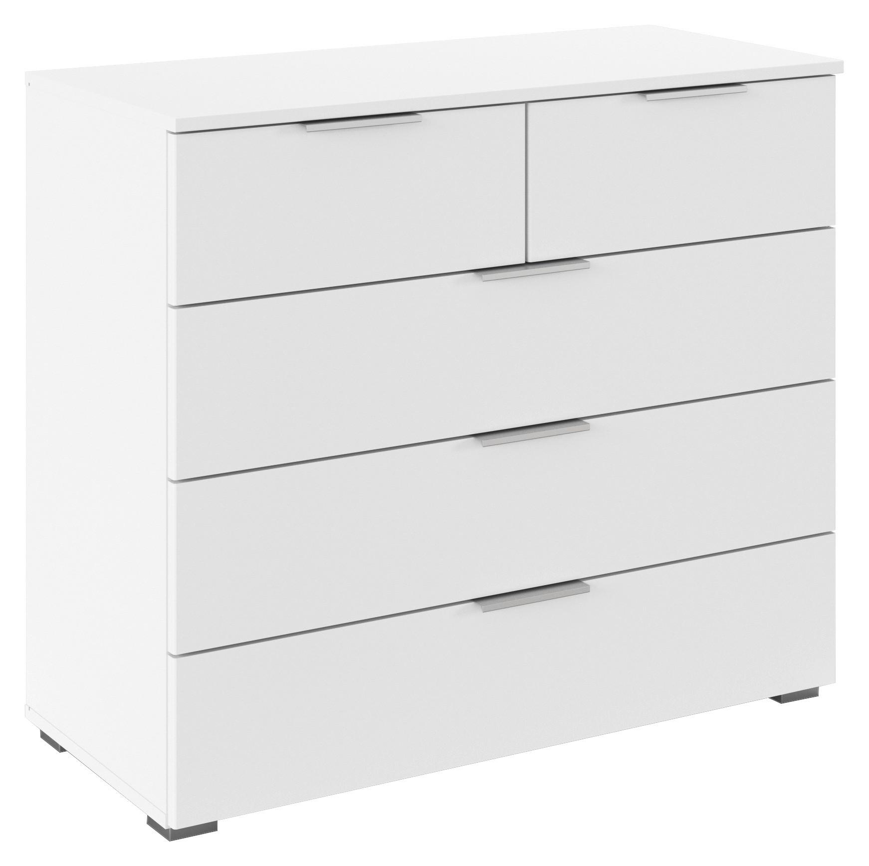 Kommode Lamella Weiß B: 93 cm - Alufarben/Weiß, MODERN, Holzwerkstoff (93/81/42cm) - Rauch Möbel