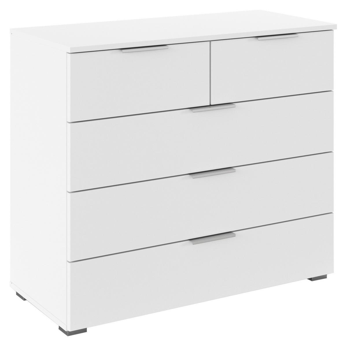 Kommode Lamella Weiß B: 93 cm - Alufarben/Weiß, MODERN, Holzwerkstoff (93/81/42cm) - Rauch Möbel