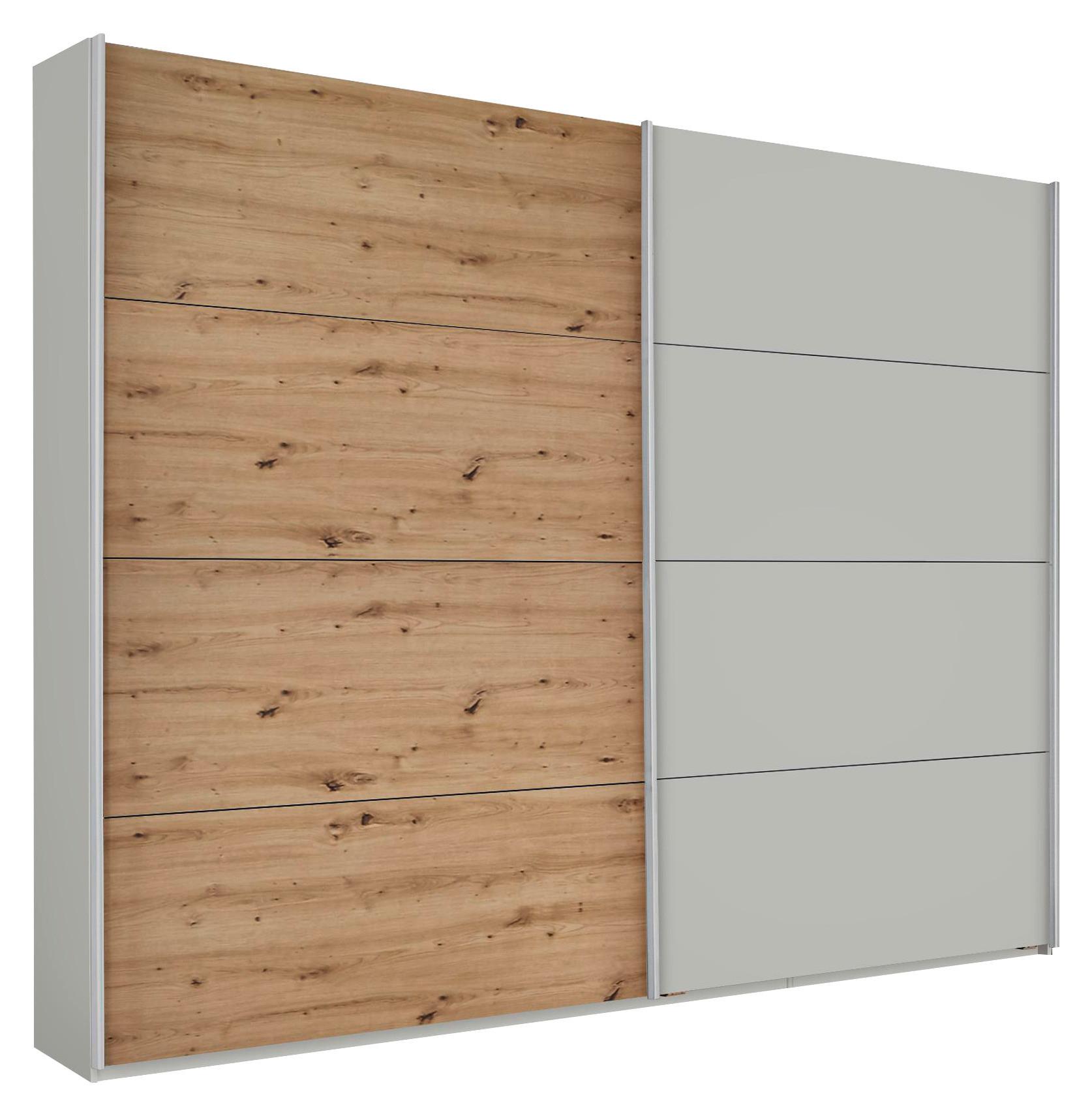Skriňa s posuvnými dverami Feldkirch 8, 271/229 cm - sivá/farba duba, Modern, kov/kompozitné drevo (271/229/62cm)