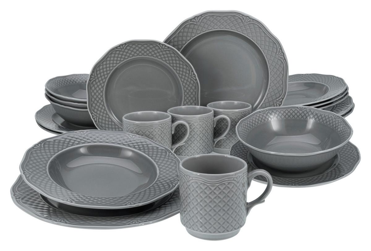 Kombinovaný servis Arianne, 20 dielny pre 4 osoby - sivá, Basics, keramika - Creatable