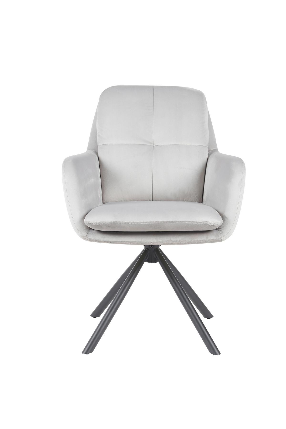 Armlehnstuhl-Set Parma S 2er-Set - Hellgrau/Schwarz, MODERN, Textil/Metall (63/89/70cm) - MID.YOU