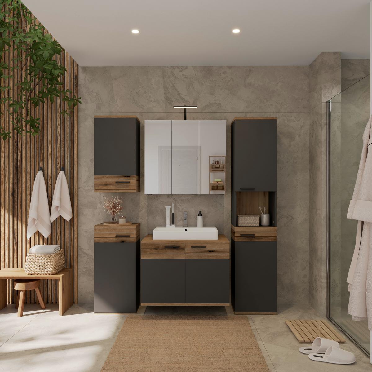 HÄNGESCHRANK COTIA COTLS 3 - Eichefarben/Anthrazit, MODERN, Holzwerkstoff (40/73/30cm) - James Wood