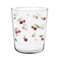 Trinkglas klar/Rot/Grün Cherry ca. 310 ml - Klar/Rot, Design, Glas (8/9,5cm) - Luca Bessoni