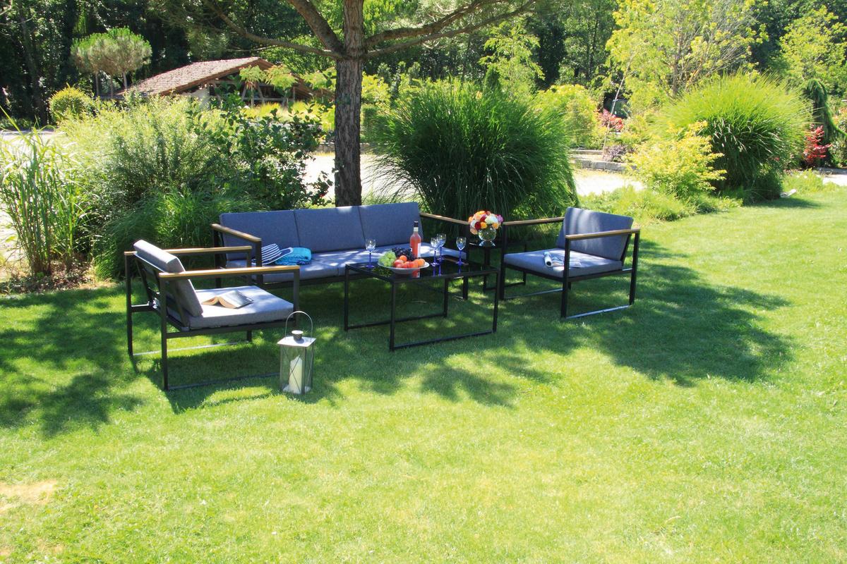 Loungegarnitur 5-tlg. Acamp Metall/textil Mit Kissen - Anthrazit, Basics, Textil/Metall - Acamp