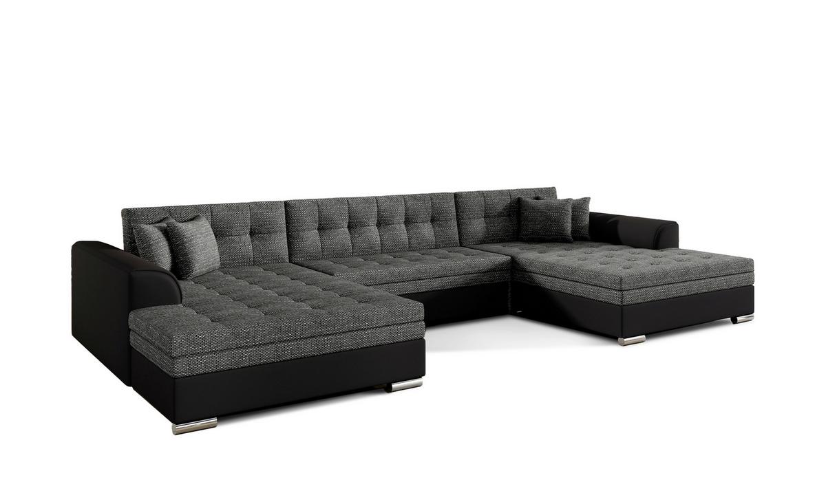 Wohnlandschaft Vento Anthrazit /Schwarz U: 165x359x165 cm - Chromfarben/Anthrazit, Design, Textil (165/359/165cm) - MID.YOU
