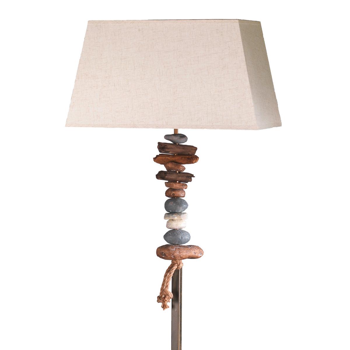 Stehleuchte 4848/pt - Schwarz/Weiß, Natur, Textil/Stein (45/25/170cm)