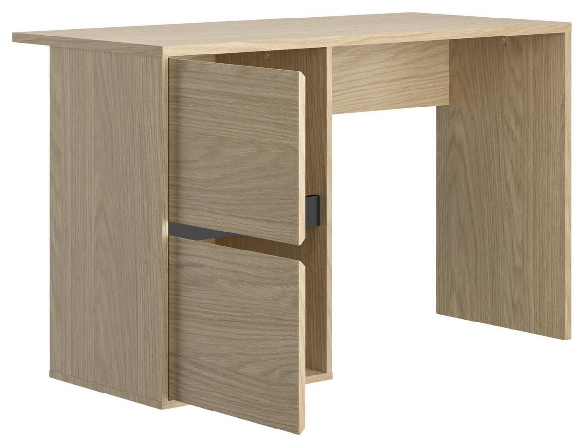 Schreibtisch NAEL B: 120 cm - Eichefarben/Schwarz, Basics, Holzwerkstoff (120/75/56cm)