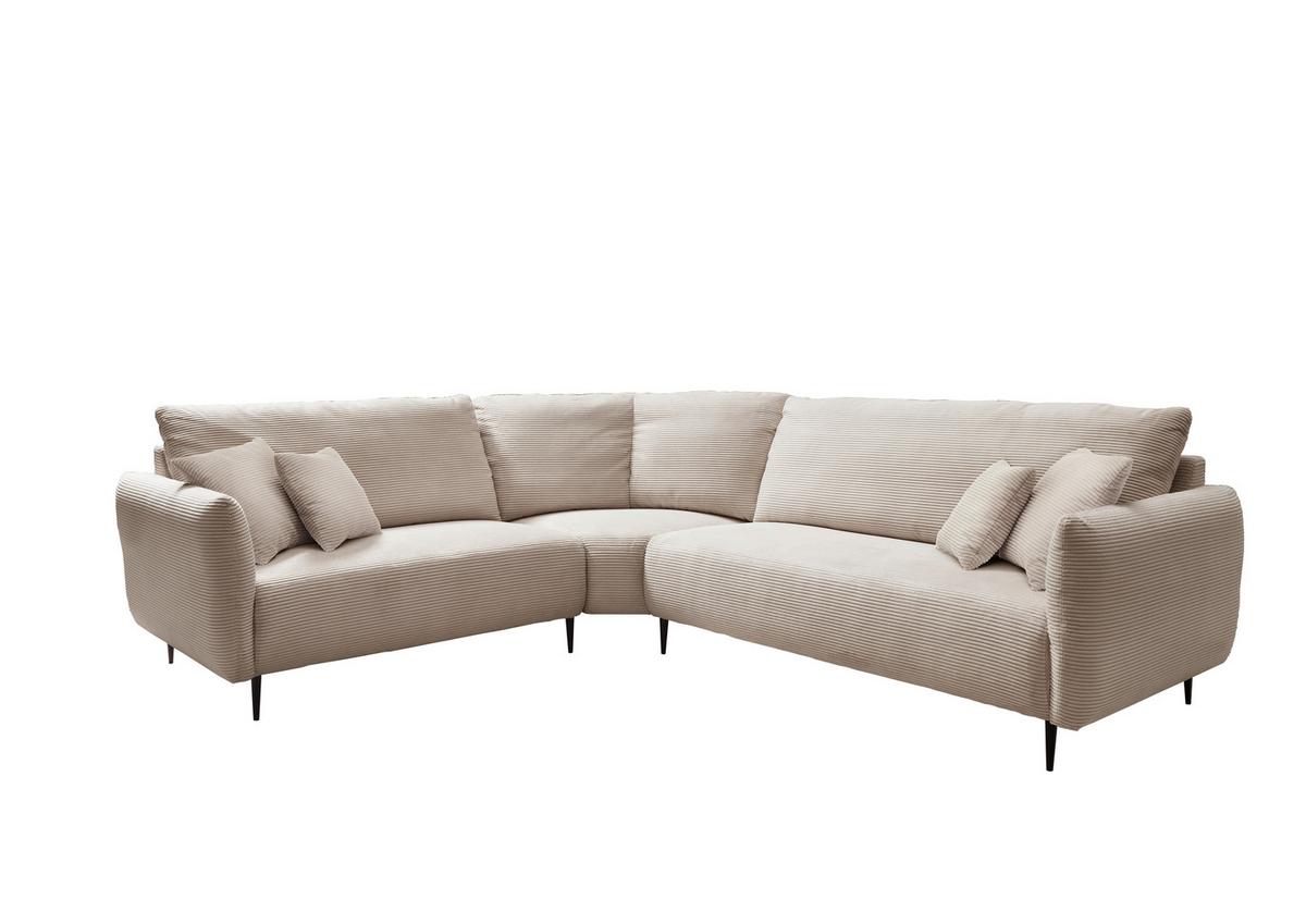 Ecksofa Vanilla Beige S: 256x294 cm - Beige/Schwarz, Design, Textil (256/294cm) - Livetastic