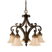 Kronleuchter Fe-Drawing-Room5 - Walnussfarben, Natur, Glas/Metall (63.5/66cm) - Elstead Lighting