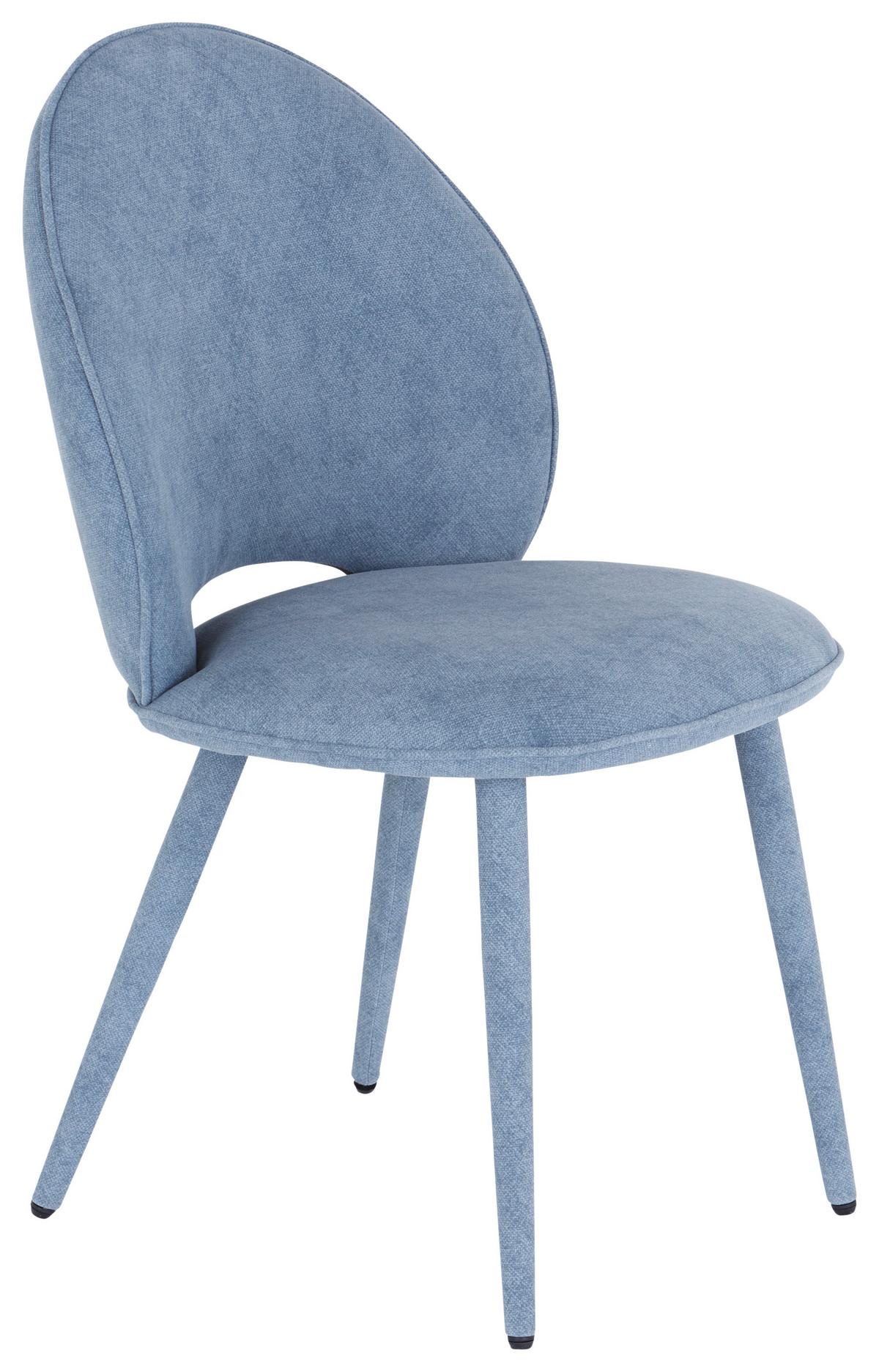 Esszimmerstuhl Lavik Hellblau Echtholz Beine, Gepolstert - Hellblau, MODERN, Holz/Textil (50/87/58,5cm) - Livetastic