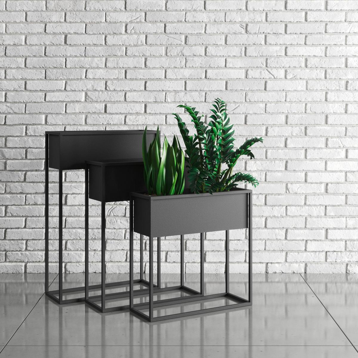 Blumenständer Metall Schwarz Bxhxt: 60x23x90 Cm - Schwarz, Basics, Metall (60/23/90cm)