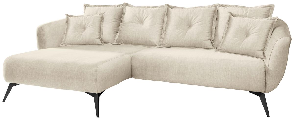 Ecksofa Baggio Beige, Schwarz, S: 162x277 Cm - Beige/Schwarz, MODERN, Textil (162/277cm) - Livetastic