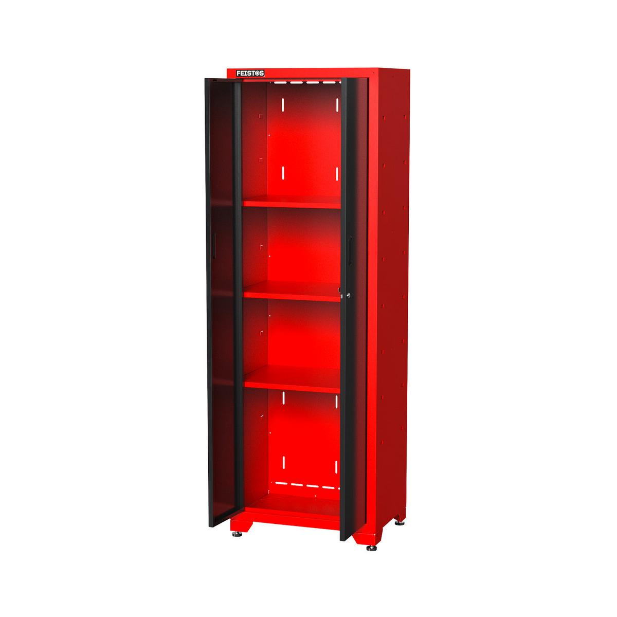 Werkstatt-hochschrank Juno Solo - Rot/Schwarz, KONVENTIONELL, Metall (66/46/198cm)