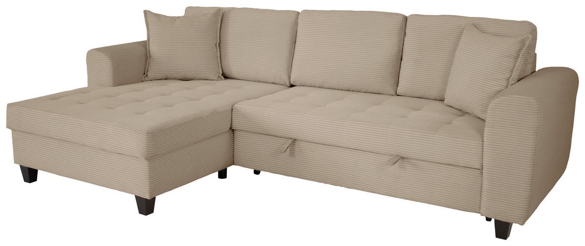 Ecksofa Moritz Graubraun  S: ca. 155x265 cm - Hellbraun, Trend, Textil (155/265cm)