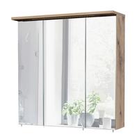 Spiegelschrank Milan 3-türig Mit Led Eiche Dekor - Eichefarben, Basics, Glas/Holzwerkstoff (70,5/72,3/15,75-23,7cm) - MID.YOU