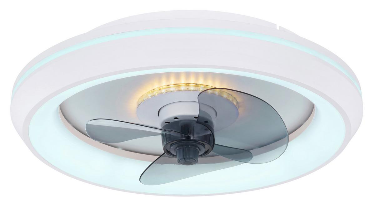 Deckenventilator Opal/weiß Led-Leuchte Fernbedienung - Opal/Weiß, Basics, Kunststoff/Metall (45/13cm) - Globo