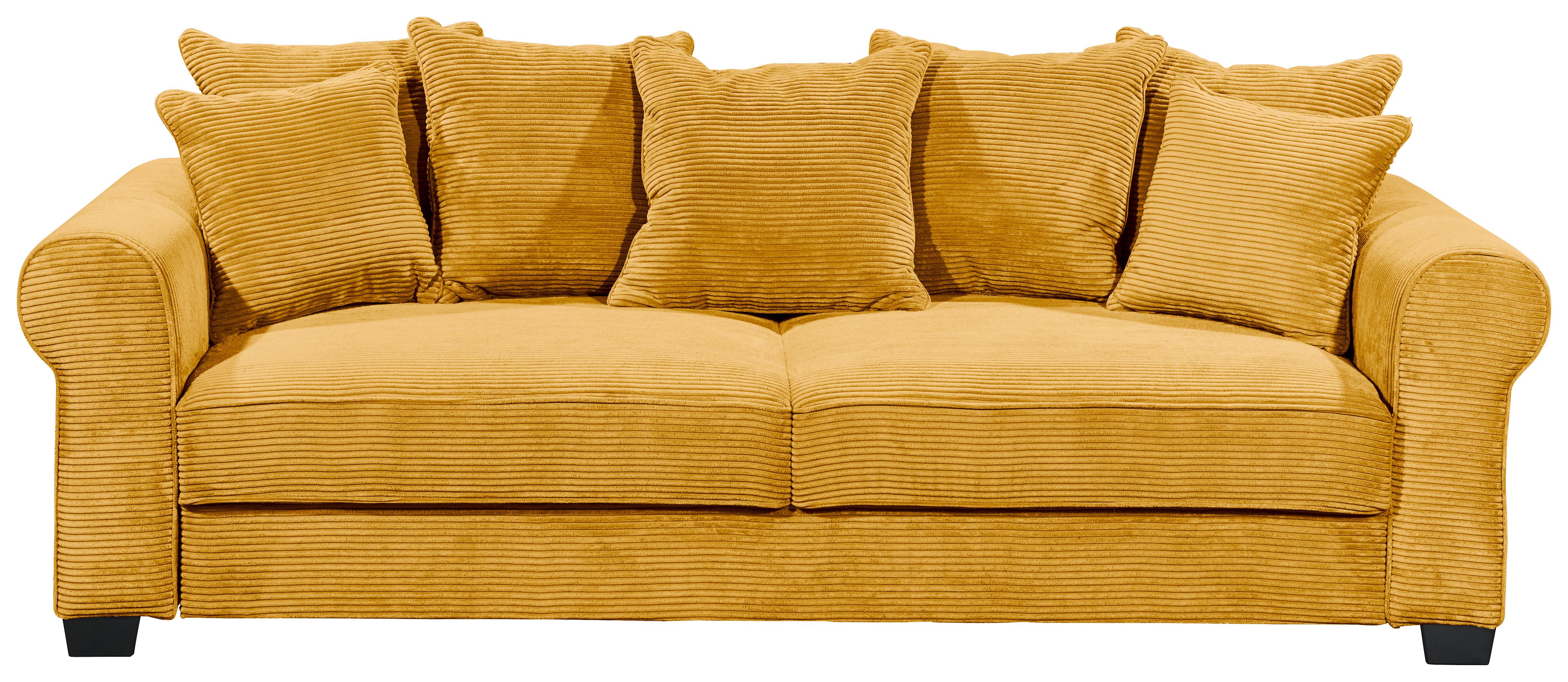 2-Sitzer-Sofa Mit Schlaffunktion Maureen B:247cm - Gelb/Schwarz, KONVENTIONELL, Textil (247/95/125cm) - Hom`in