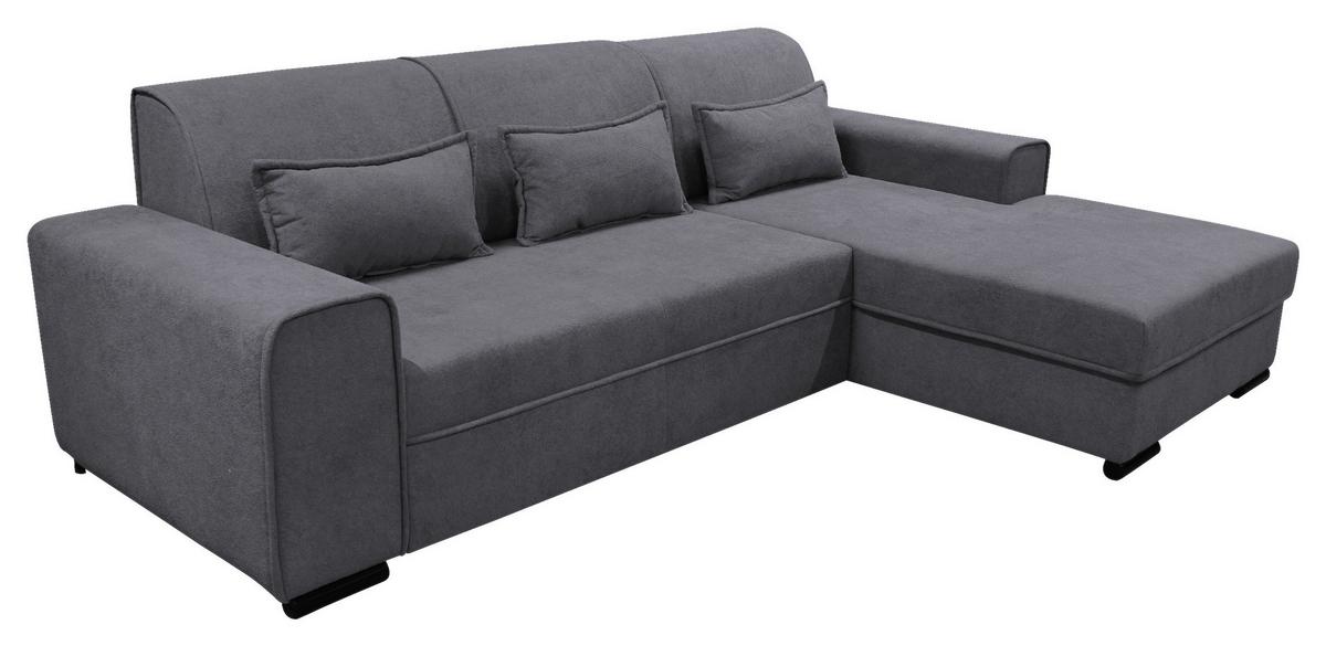Ecksofa Classic Dunkelgrau 270x175 Cm - Dunkelgrau/Schwarz, Design, Textil (270/175cm) - MID.YOU