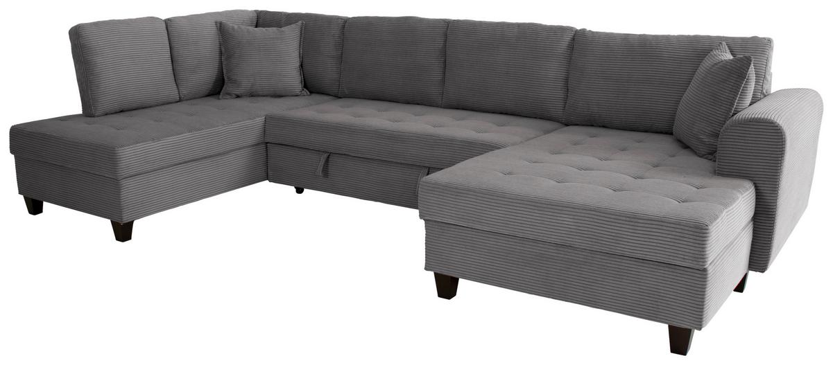 Wohnlandschaft Moritz Grau U-Form: 178x324x155 Cm - Grau, Trend, Textil (178/324/155cm)