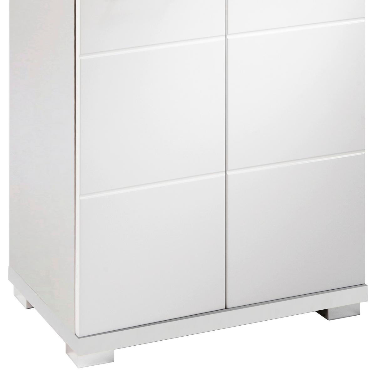 Hochschrank Nebraska06 B: 50cm Weiß - Chromfarben/Weiß Hochglanz, MODERN, Holzwerkstoff (50/192/31,5cm) - MID.YOU