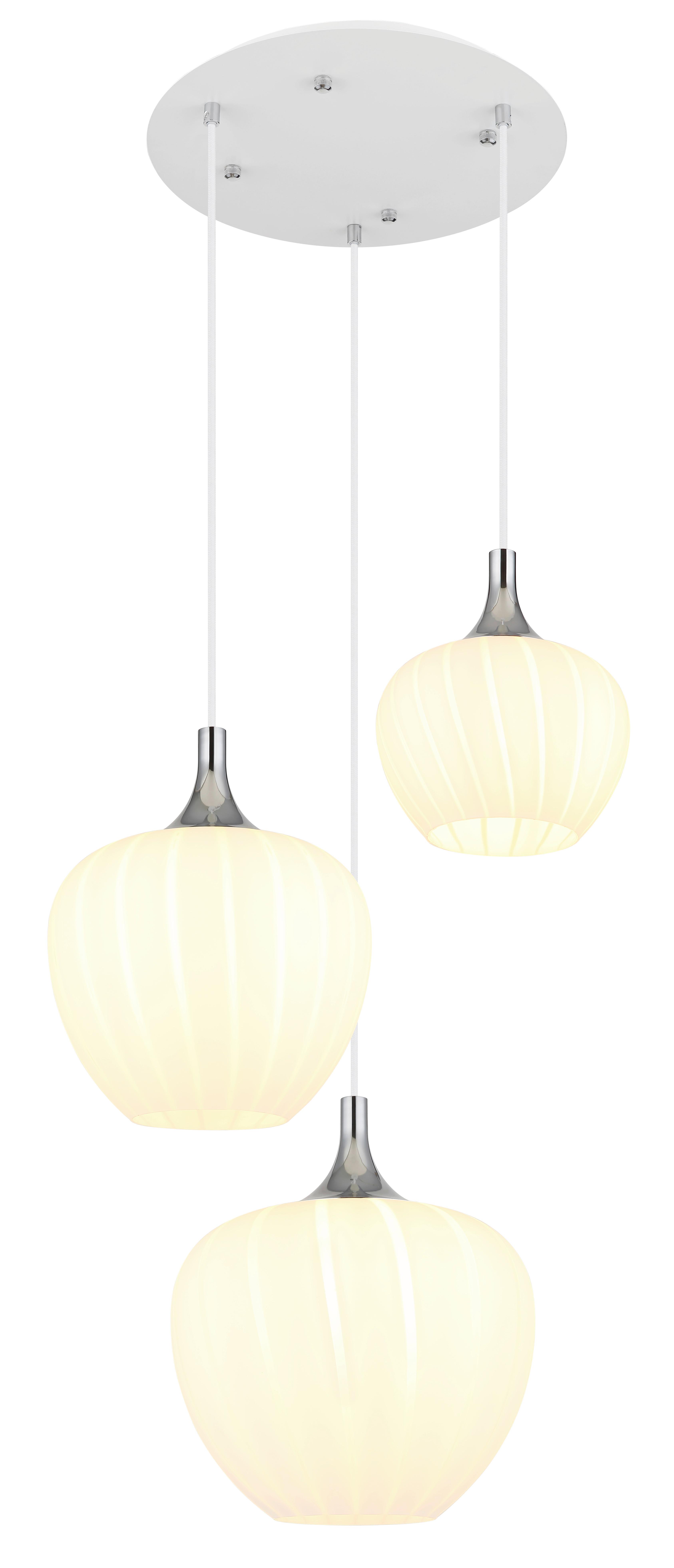 Hängeleuchte 15548-3hw - Chromfarben/Weiß, KONVENTIONELL, Glas/Metall (48/120cm) - Globo