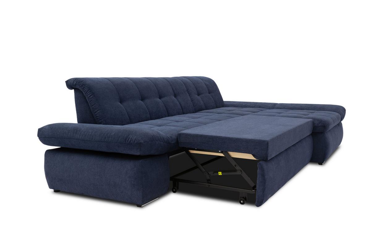Ecksofa Mit Schlaffunktion Moric Dunkelblau Mikrofaser - Chromfarben/Dunkelblau, KONVENTIONELL, Textil (300/172cm) - MID.YOU
