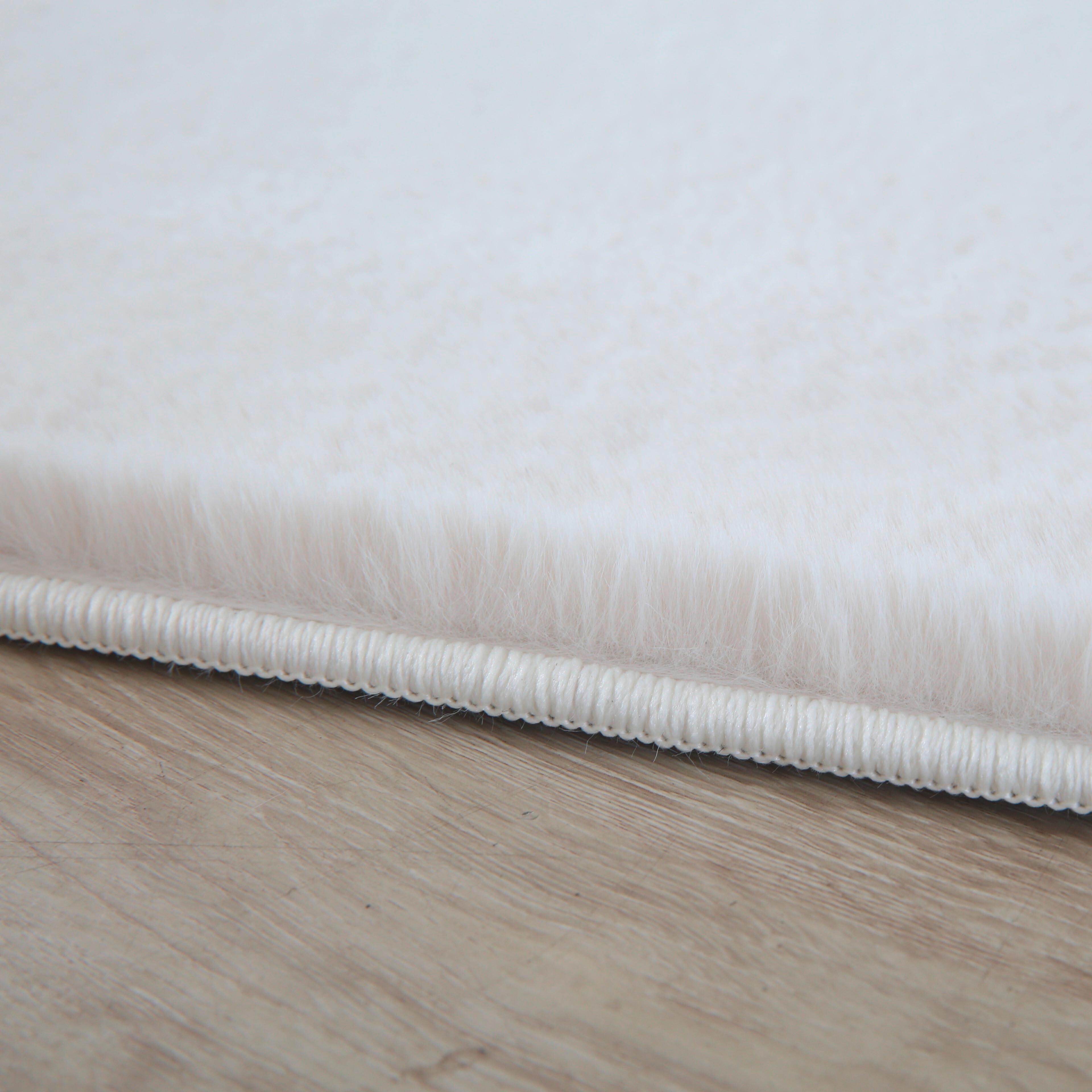 Hochflorteppich, Creme, 20mm Pouffy - Creme, Basics, Textil (120/120cm)